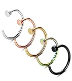 Jstyle 18-20G 5 Pcs a Set 316L Stainless Steel Nose Rings Hoop Nose Piercing Body Jewelry