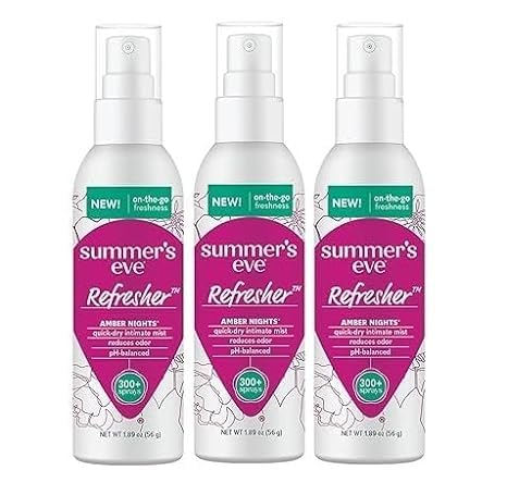 SUMMER’S EVE REFRESHER MIST, FEMININE SPRAY REDUCES ODOR, AMBER NIGHTS, BODY SPRAY FOR WOMEN (3 PACK)
