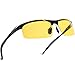Mens Womens Night Vision Driving Polarized Sports Design Anti Glare Glasses with Yellow Lens for Outdoor Activities Sunglasses (BlackSports, Gold)