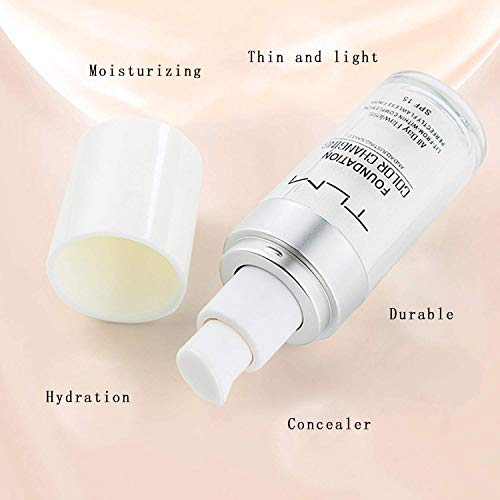 30ml TLM Concealer Cover Cream Flawless Colour Changing Foundation Makeup Base Nude Face Liquid Cover Concealer Changing Warm Skin Tone Moisturizing Cover for women&girls(2pcs)