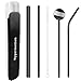 Metal Straws, Hypermotion 5 Pcs Reusable Stainless Steel Drinking Straw Set with Travel Case Cleaning Brush for Drink Fruit Juice Wine Milk Tea Food Grade BPA Free
