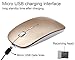 Rechargeable 2.4G Slim Wireless Mouse - Tsmine Optical Mice with USB Nano Receiver(Stored Within the Back of the Mouse) for Notebook, PC, Laptop, Computer, Windows / Android Tablet - Gold