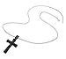 Cross Necklace for Men with Large Pendant and 24 Inch Curb Chain (Black)