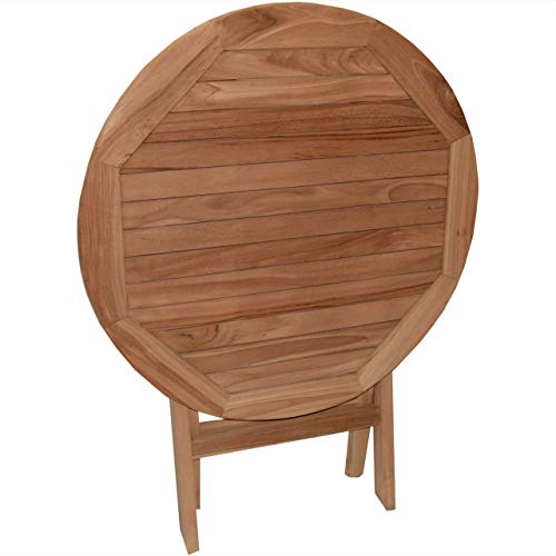 Klapptisch Salerno Teak Massivholz rund Durchmesser 80 cm – Bild 5