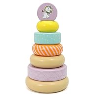 LEO & FRIENDS Rainbow Stacker Rings Toy and Wooden Stacking Toy Baby and Toddler Learning Toy Montessori Baby Toy and Sensory Toy for 1 Year Old and Up 8 Inches Tall