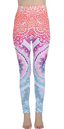 Ndoobiy High Waist Printed Leggings Women’s Solid Leggings Soft Yoga Workout Pants Stretchy Capris-HW2(Colorshape PS)