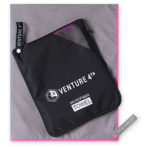VENTURE 4TH Quick Dry Travel Towel - Fast Drying Ultra Soft Microfiber Towels - Essential for Camping, Backpacking, Yoga, Swimming, Gym, Sports and Beach - 3 Compact Sizes