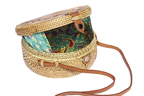 Circle Basket Bali Bag; Canteen style Woven Summer Basket Bag