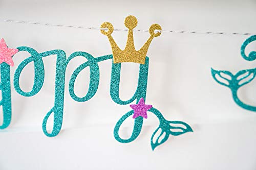 6 Mermaid+Happy+Birthday+Banner+Pre+assembled