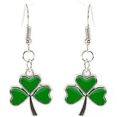Soul Statement Shamrock Dangle Earrings for Women, Green Clover Saint Patty's Jewelry, St Patrick's Day Lucky Charm Accessories