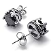 KONOV Vintage Stainless Steel CZ Mens Royal Crown Stud Earrings Set, 2pcs, Black Silver
