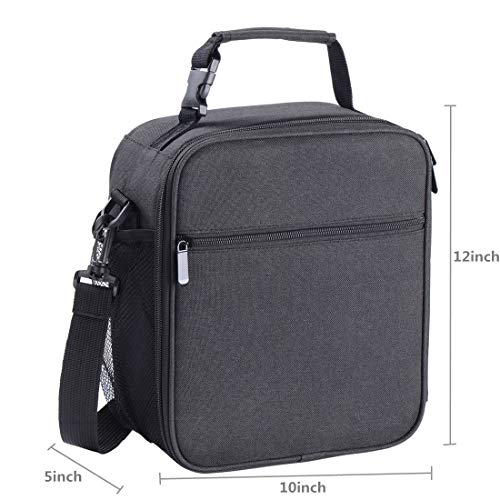 Insulated Lunch Bag Lunch Boxes Lunch Tote for Men Woman Teen Kids Adult School Office Meal Prep Bag Lunch Pail 2 Way Zipper with Front Side Pocket Wide Handle Shoulder Strap Bento Bag Cooler Bag - Thumbnail 5