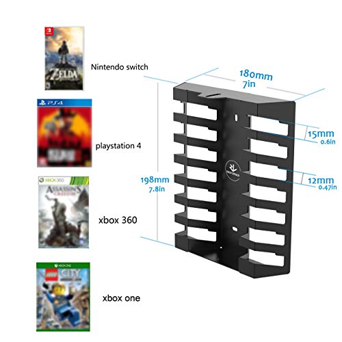 Monzlteck Video Game Case Storage Wall Mount,Compatible with PS4/PS4 PRO, Xbox One/Xbox 360,Nintendo Switch.Gaming Accessories(Holds 14 Games)