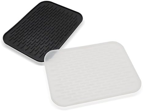 Hair Straightener Heat Resistant Mat[2 Pack], Black &amp; White, Silicon Heat Proof Mat for Curling Irons, Flat Irons, Curling Wand &amp; Straightener, 8.25in6.1in