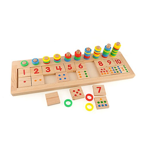 Buy Wooden Math Blocks Shape Sorter Number and Stacking Learning Toys
