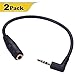 Warmstor 2 Pack Gold Plated 4-Pole 2.5mm Male to 3.5mm (1/8 inch) Female Stereo Audio Jack Adapter Cable 90 Degree Connector Only Support Speaker for Smartphone, Tablet, PC, MP3 and More