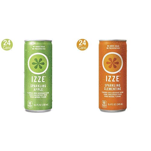 IZZE Sparkling Juice, Apple, 8.4 oz Cans, 24 Count AND IZZE Sparkling Juice, Peach, 8.4 oz Cans, 24 Count