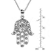 AeraVida Henna Hamsa Hand of Fatima with Evil Eye .925 Sterling Silver Pendant Necklace