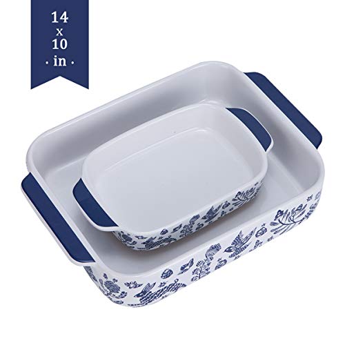 Bakeware Set,SIDUCAL 2 PCS Ceramic Baking Dish Set,Rectangular Serving
