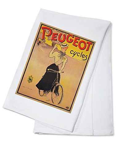 Peugeot Cycles Vintage Poster (artist: Lucas) France c. 1897 (100% Cotton Kitchen Towel)