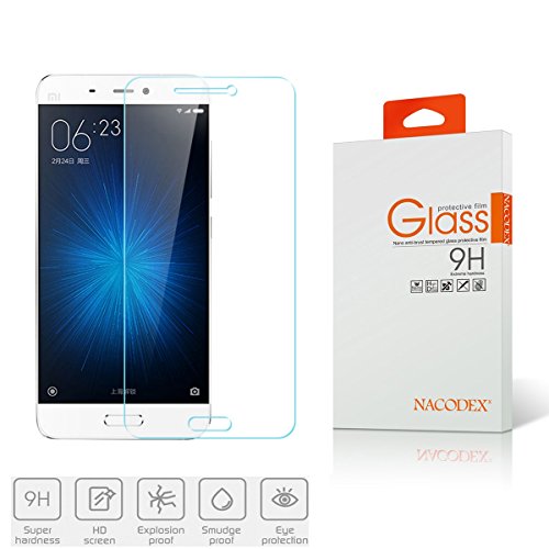Nacodex Xiaomi Mi 5 Mi5 Tempered Glass Screen Protectors 9h Hardness, 2.5D Rounded Edges, 0.3mm Thickness (for Xiaomi Mi 5 Mi5)