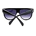 Womens Flat Top Thick Plastic Oversize Boyfriend Fit Sunglasses Black