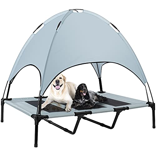 Niubya Outdoor Dog Bed with Canopy, Elevated Dog Bed with Removable