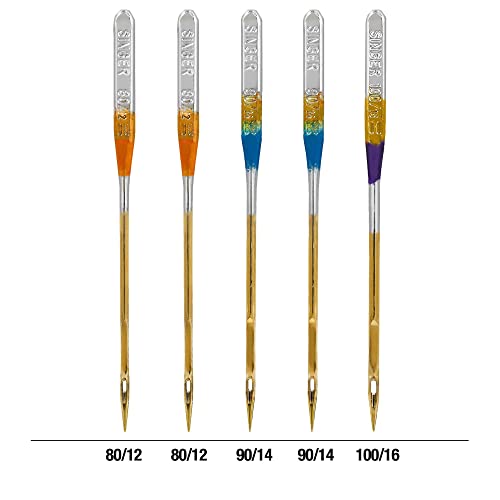SINGER Titanium Universal Ball Point Machine Needles for Knit Fabric, Assorted Sizes, 5-Count