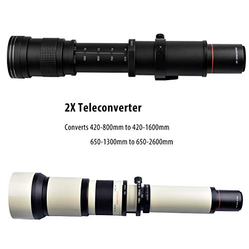 Lightdow 2X Teleconverter Magnification Lens Converter for T Mount 420-800mm 650-1300mm 500mm 800mm 900mm Mirror Telephoto Zoom Lenses