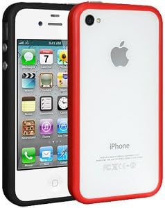 TPU Signal Booster Wrap Around Case Set of Two For Apple iPhone 4 iPhone 4S (All Carriers) - Black/ Red