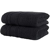 Qute Home Towels 100% Turkish Cotton Black Bath Towels Set | Super Soft Highly Absorbent Towels | Spa & Hotel Towels Quality Quick Dry Towel Sets for Bathroom, Shower Towel - (Bath Towel - Set of 2)