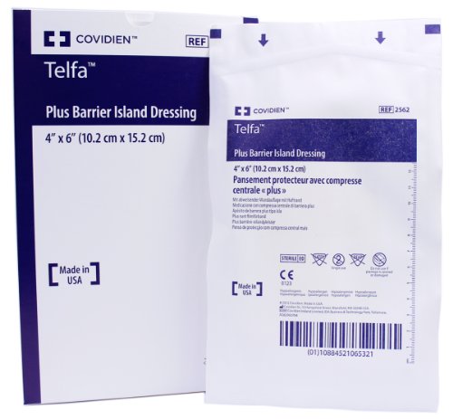 Telfa Plus Barrier Sterile Island Wound Dressing 4" x 6" - Box of 25