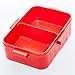 Bento box, Plastic (Orange-Red, 6.9in x 5.1in x 2.3in)