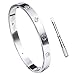 Love Bracelet Stainless Steel Cuff Bangle Titanium Steel Screws Womens Bracelet (White Gold with Diamond, 17.00)