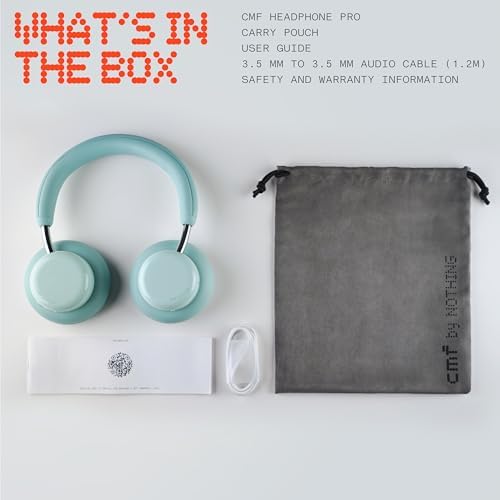 CMF Headphone Pro - Auriculares Bluetooth de Diadema Over-Ear – hasta 100h de Batería, Hi-Res con LDAC, Audio Espacial, con Cancelación Activa de Ruido – Verde Claro