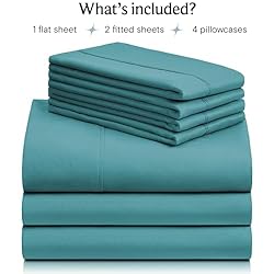 LuxClub 7 PC Split King Sheet Set Bamboo Sheets
