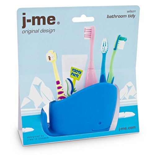 j-me Toothbrush Caddy - Wilson Whale - (Blue) Non Slip Bathroom Tidy Will Help Free up Space Around Your Sink