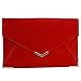 Velvet Envelope Clutch Large Evening Bag Women Bag Metal-Trim Shoulder Bag,Wedding Clutch Bag Purse (Red)