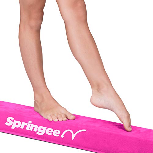 Springee 10ft Balance Beam - Extra Firm - Suede Folding Gymnastics Beam for Home - Pink