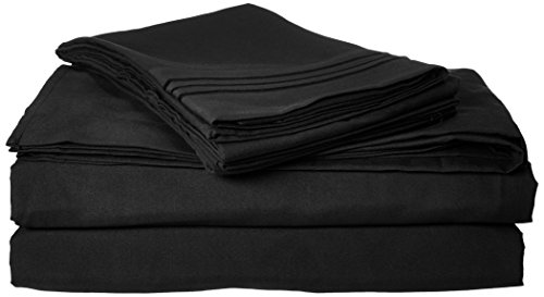 Sweet Home Collection 1800 Thread Count Egyptian Quality 4 Piece Deep Pocket Bed Sheet Set, Full, Black