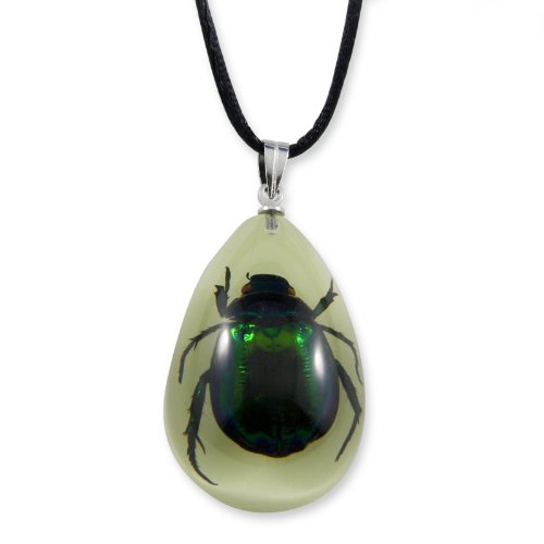 REALBUG Green Chafer Beetle Glow in The Dark Necklace, Small