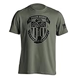 US Military Men's T-Shirt Fallen Heroes Battlefield Cross Large Military Green