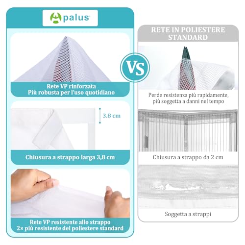 Apalus VP Magnetic Mosquito Net for Balcony Doors, 100 x 240 cm, 2 x Stronger Than the Classic Model, Anti-Scratch for Cats, Stronger Magnets, Self-Adhesive Band, 3.8 cm Wide, Not Shortened