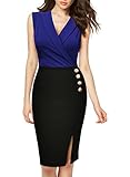 MissMay Women's Workwear Business Lapel Sleeveless Cocktail Party Pencil Dress