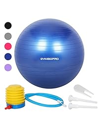 GYMBOPRO - Pelota de ejercicio (21.7 - 29.5 in, resistente y estable, con bomba rápida para fitness, equilibrio, pilates y yoga)