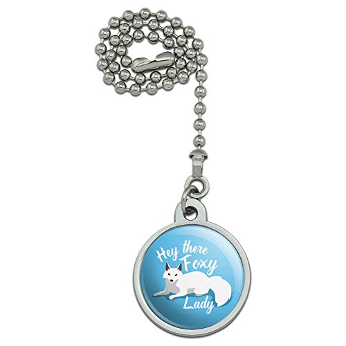 GRAPHICS & MORE Hey There Foxy Lady White Fox Ceiling Fan and Light Pull Chain