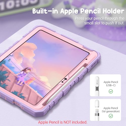 FINTIE Kids Case for iPad (A16) 11th Generation 11 Inch (2025), iPad 10th Generation 10.9 Inch (2022), Fully-Body Rugged Heavy Duty Shockproof Kiddie Case Built-in Stand for Boys & Girls, Purple