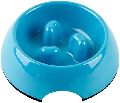 Attac Durable Anti-Gulp Non-skid Slow Feed Pet Bowl, Healthy Design Bowl for Dog and Cat (S, Blue)