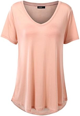Mabssi Women Short Sleeve Loose fit T-Shirt,3X,CAWTTS03_Lightpink