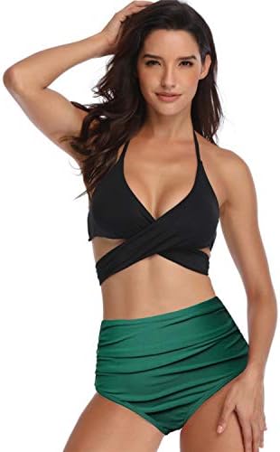 Ehpow Women One Piece Bikini Swimsuit Push Up Tankini Monokinis Swimwear High Waisted Swimming Costume Bathing Suit
